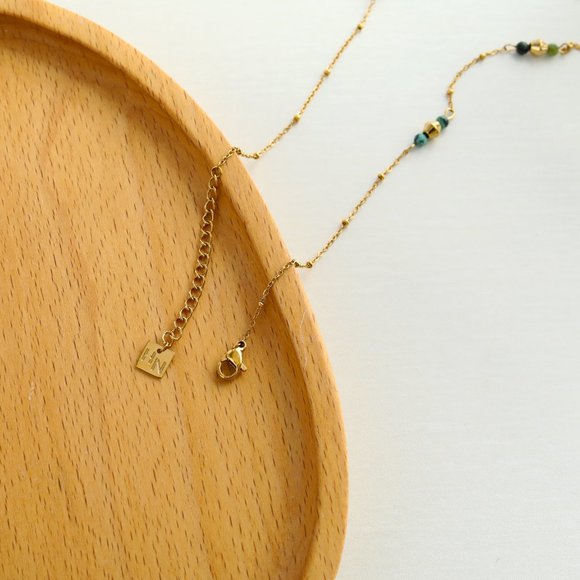 Mix Bead Dainty Gold Chain Necklace featuring Natural Stones - Picture 7 of 7